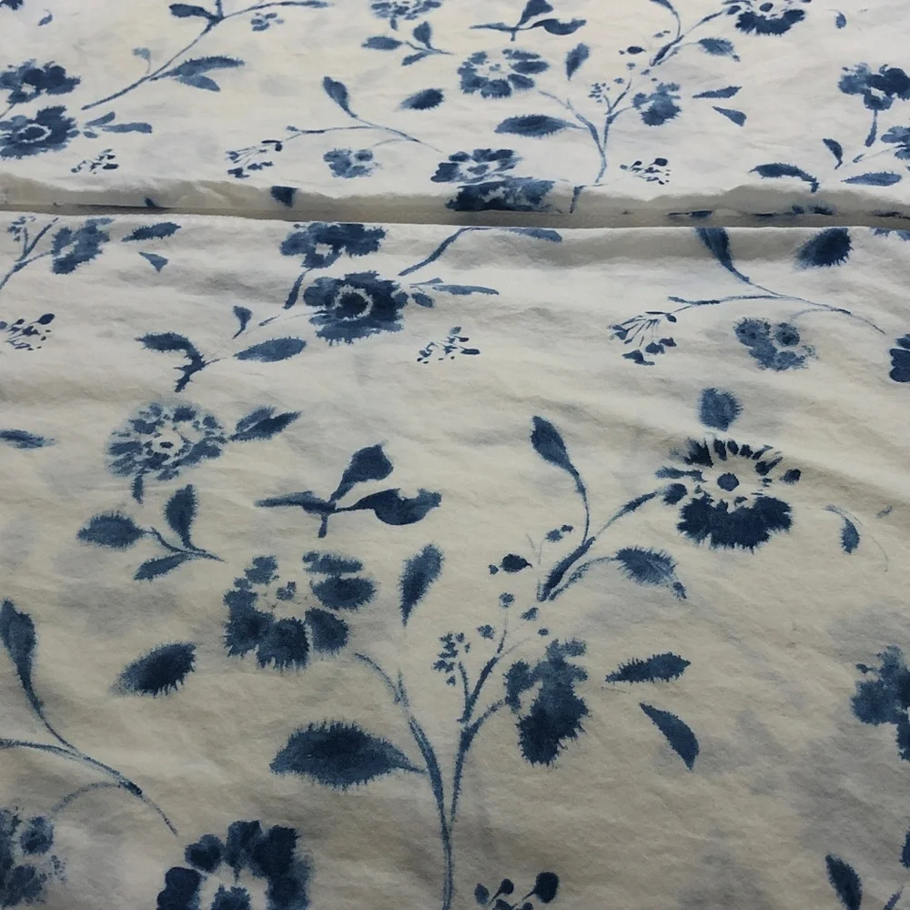 Ikea Duvet Queen cover and 2 standard shams set 100% cotton classic blue floral